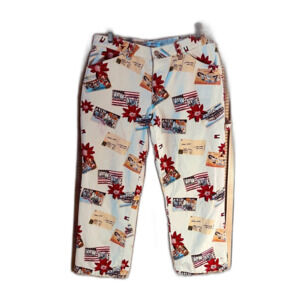 Tommy Hillfiger Postcard Pattern Cropped Carpenter Pants Sz 10